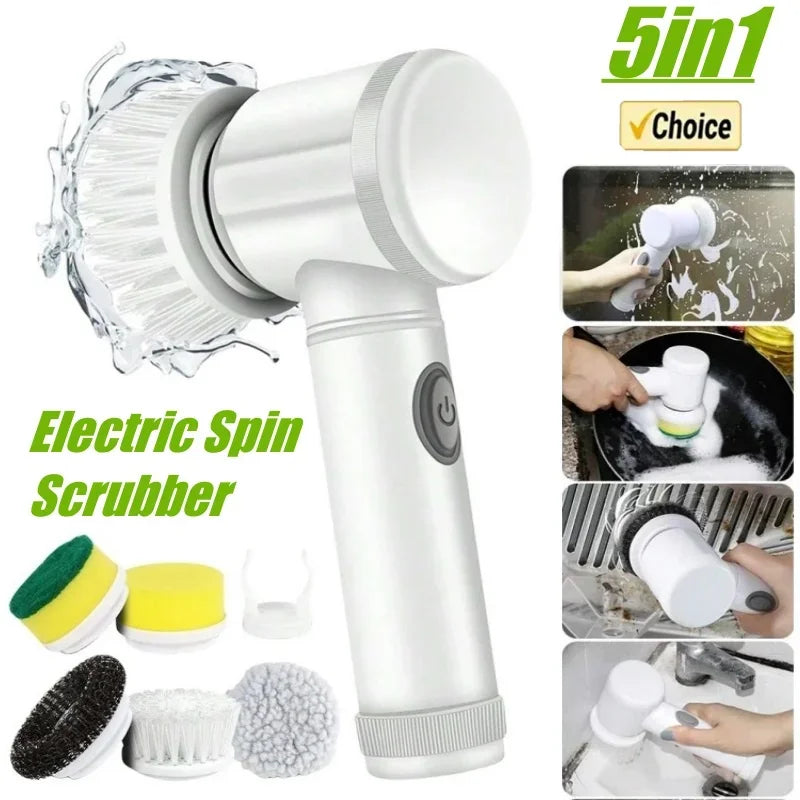 Five in One Multifunctional Electric Cleaning Brush for Bathroom Washing and Kitchen Cleaning Tools