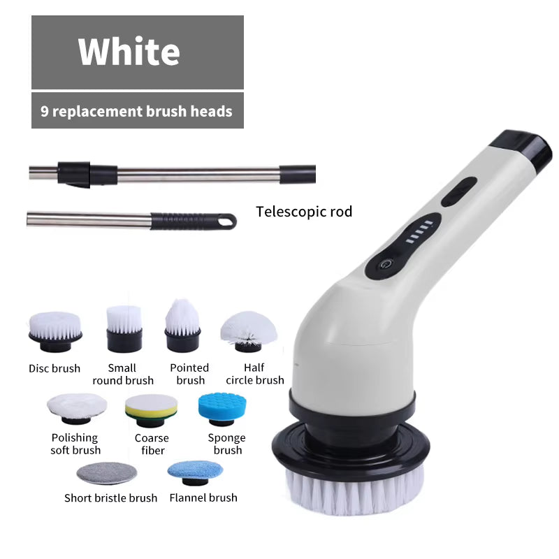 9-In-1 Electric Cleaning Brush USB Electric Spin Cleaning Scrubberadjustable Electric Cleaning Tools Kitchen Bathroom Cleaning