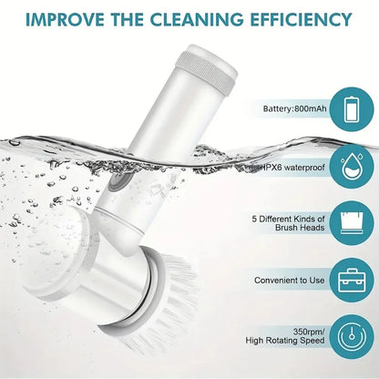 Five in One Multifunctional Electric Cleaning Brush for Bathroom Washing and Kitchen Cleaning Tools