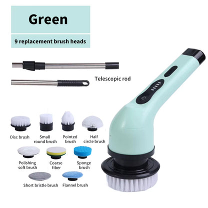 9-In-1 Electric Cleaning Brush USB Electric Spin Cleaning Scrubberadjustable Electric Cleaning Tools Kitchen Bathroom Cleaning